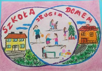 Praca plastyczna - szkoła i dzieci.